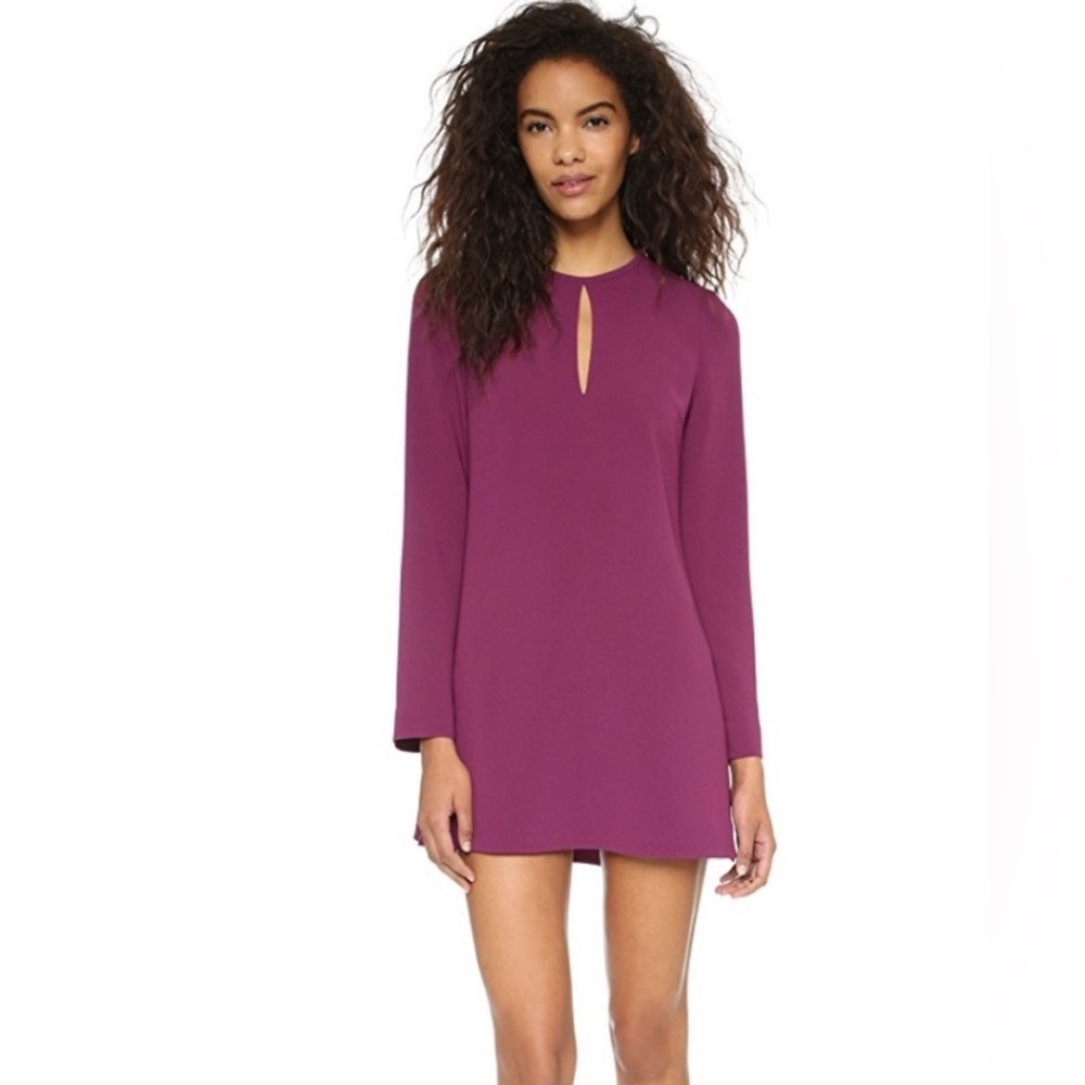 Elizabeth and James XS Brianna Keyhole Long Sleeve Mini Dress Plum Purple